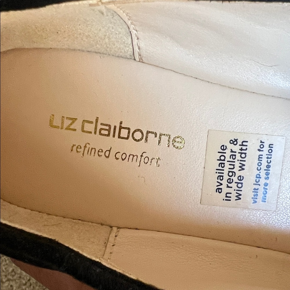 Liz Claiborne Black Loafers with Gold Buckle - Picture 5 of 6